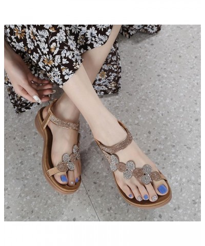 Women's Athletic Outdoor Sandals Sparkly Block Heel Women's Platform Wedge Sandals Comfortable Knit Rose Gold $21.08 Athletic...