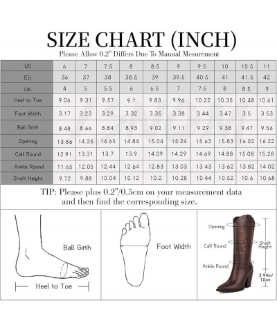 Cowgirl Boots for Women, Embroidered Pointed Toe Chunky Heel Western Boots Matte Brown $33.79 Boots