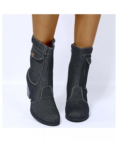 Womens Mid Calf Boots Western Cowboy Boot Women's Fashion Autumn Winter Stiletto High Heel Pointed Snake Extra Wide Calf Boot...