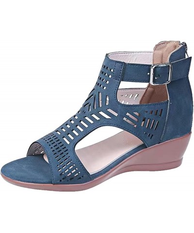 Black Platform Sandals Wedges Boots For Women Platform Boots Sandals Heeled Sandals Sandals Women Dressy Summ Blue-3 $18.30 S...