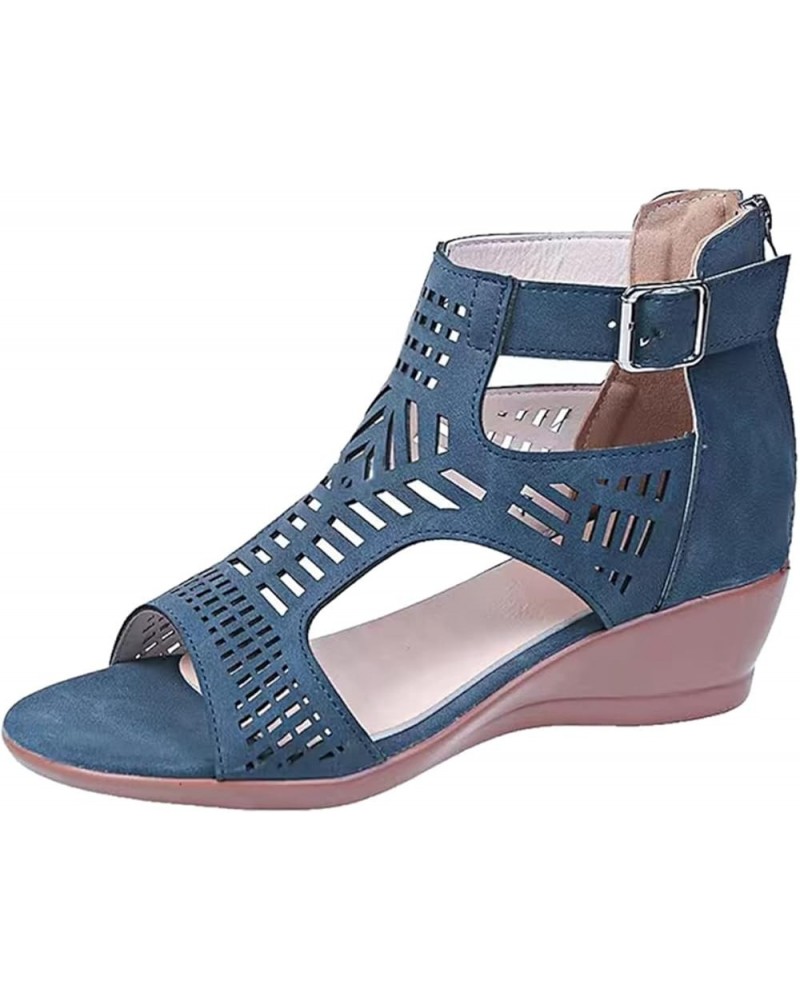 Black Platform Sandals Wedges Boots For Women Platform Boots Sandals Heeled Sandals Sandals Women Dressy Summ Blue-3 $18.30 S...