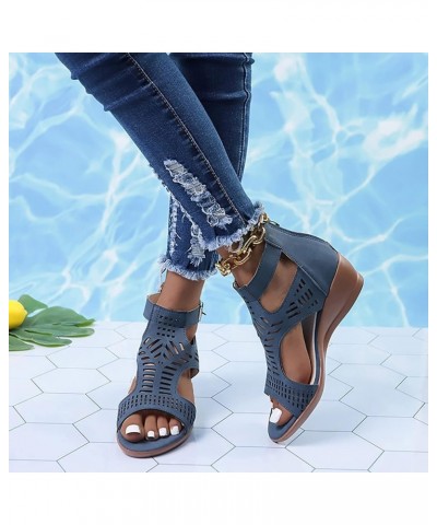 Black Platform Sandals Wedges Boots For Women Platform Boots Sandals Heeled Sandals Sandals Women Dressy Summ Blue-3 $18.30 S...