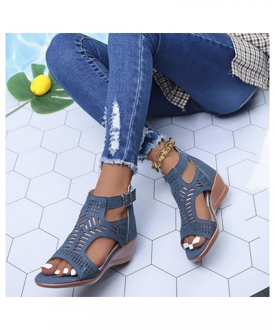 Black Platform Sandals Wedges Boots For Women Platform Boots Sandals Heeled Sandals Sandals Women Dressy Summ Blue-3 $18.30 S...