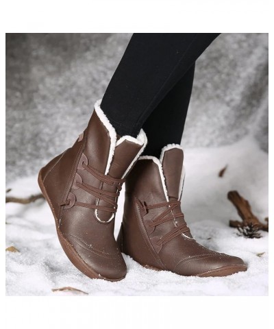 Ankle Boots for Women Fashion,Womens Winter Boots Comfortable Outdoor Damping Anti-Slip Shoes Leather Zipper Flat Booties Cof...