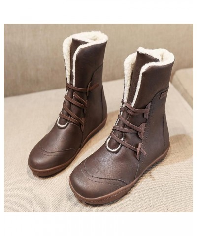 Ankle Boots for Women Fashion,Womens Winter Boots Comfortable Outdoor Damping Anti-Slip Shoes Leather Zipper Flat Booties Cof...