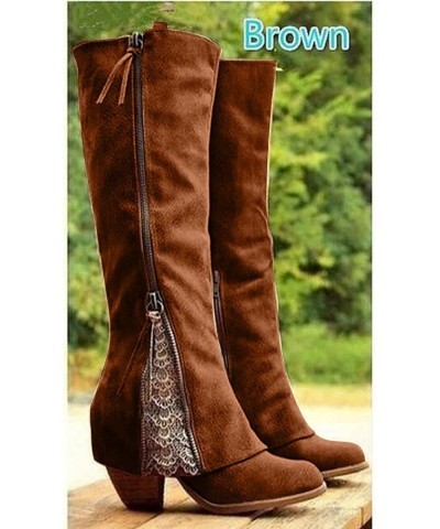 Western Boots for Women Sunflowers Embroidery Cowboy Boots Mid Calf Chunky Heel Retro Square Mid-Calf Booties 6.5-7 10_brown ...