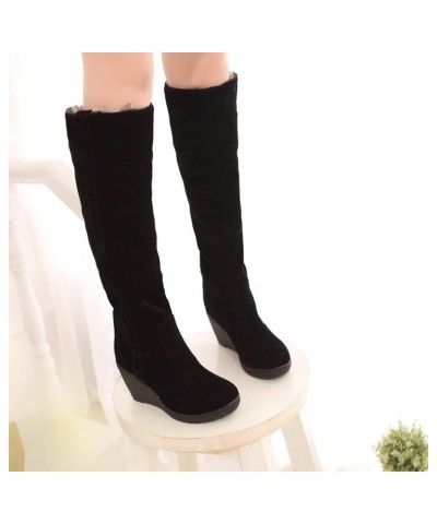 Wide Calf Boots Knee High for Women Western Boots for Women Flat Black Western Boots for Women Low Heel Womens Short Dress Bo...