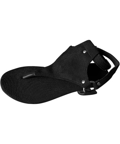 Flat Flops Strap Shoes Ladies Toe Sandals Open Sandals Beach Flip Buckle Women‘s Women's Casual Shoes Black $12.55 Sandals