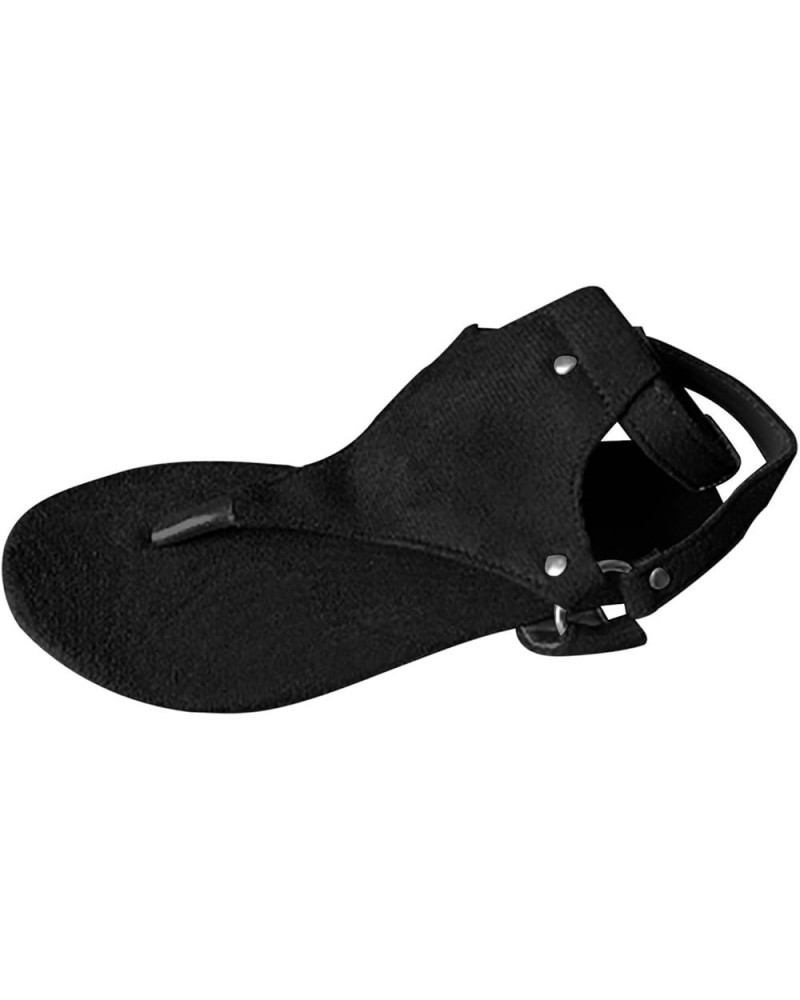 Flat Flops Strap Shoes Ladies Toe Sandals Open Sandals Beach Flip Buckle Women‘s Women's Casual Shoes Black $12.55 Sandals