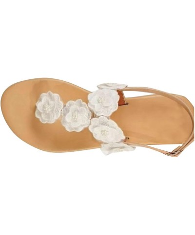 Sandalias verano mujer 2024 zapatos estilo étnico talla gran Sandalias planas playa Clip flores calzado diario ocio A-333 Kha...