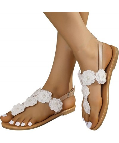 Sandalias verano mujer 2024 zapatos estilo étnico talla gran Sandalias planas playa Clip flores calzado diario ocio A-333 Kha...