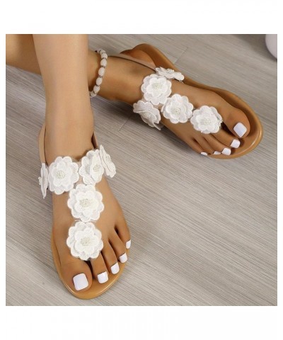 Sandalias verano mujer 2024 zapatos estilo étnico talla gran Sandalias planas playa Clip flores calzado diario ocio A-333 Kha...