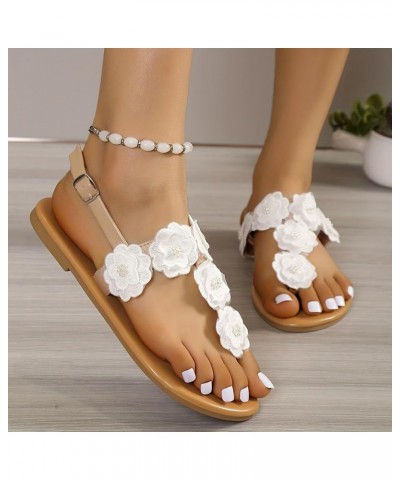 Sandalias verano mujer 2024 zapatos estilo étnico talla gran Sandalias planas playa Clip flores calzado diario ocio A-333 Kha...