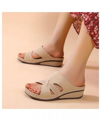 Slingback Shoes for Women Sandals Women's Shoes Wedge Platform Sandals Fashionable Bohemian Sandals Simply for Sports Khaki $...