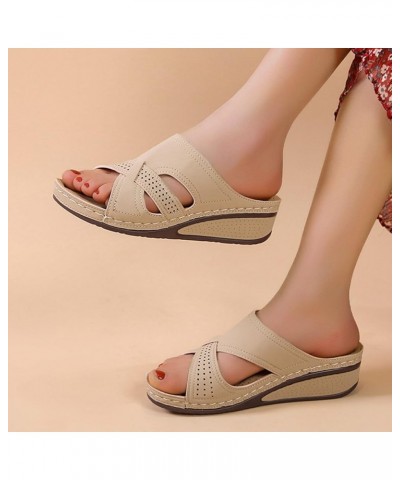 Slingback Shoes for Women Sandals Women's Shoes Wedge Platform Sandals Fashionable Bohemian Sandals Simply for Sports Khaki $...