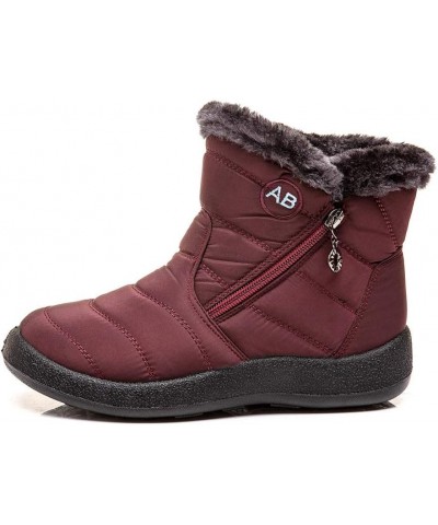 Women Winter Waterproof Snow Boots 35-43, Female Plush Side Zipper Shoes Anti-Slip Warm Ankle Boots Plus Size Red 37 $23.59 B...