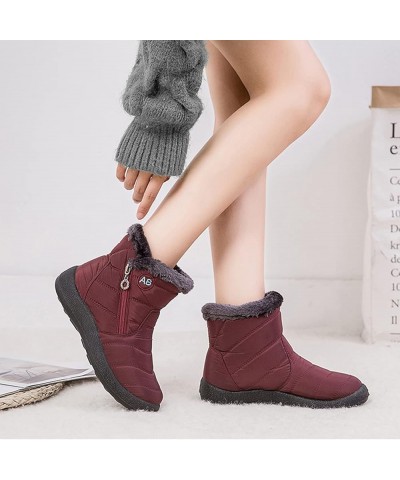 Women Winter Waterproof Snow Boots 35-43, Female Plush Side Zipper Shoes Anti-Slip Warm Ankle Boots Plus Size Red 37 $23.59 B...