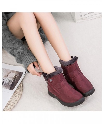 Women Winter Waterproof Snow Boots 35-43, Female Plush Side Zipper Shoes Anti-Slip Warm Ankle Boots Plus Size Red 37 $23.59 B...