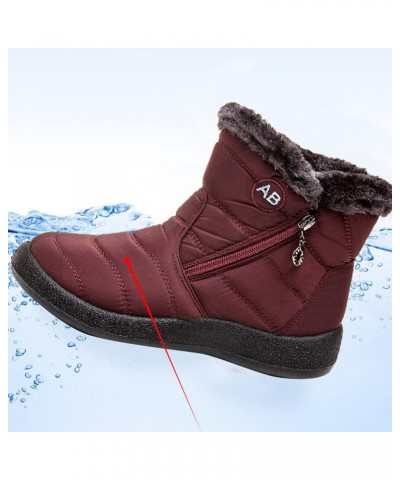 Women Winter Waterproof Snow Boots 35-43, Female Plush Side Zipper Shoes Anti-Slip Warm Ankle Boots Plus Size Red 37 $23.59 B...