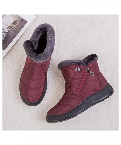 Women Winter Waterproof Snow Boots 35-43, Female Plush Side Zipper Shoes Anti-Slip Warm Ankle Boots Plus Size Red 37 $23.59 B...