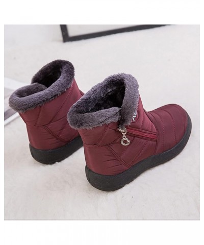 Women Winter Waterproof Snow Boots 35-43, Female Plush Side Zipper Shoes Anti-Slip Warm Ankle Boots Plus Size Red 37 $23.59 B...