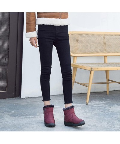 Women Winter Waterproof Snow Boots 35-43, Female Plush Side Zipper Shoes Anti-Slip Warm Ankle Boots Plus Size Red 37 $23.59 B...