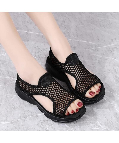 Women's Platform Espadrilles Sandal High Chunky Heels Open Toe Ankle Strap Buckle Sparkly Rhinestone Slip-on Shoes 54-hyems-5...