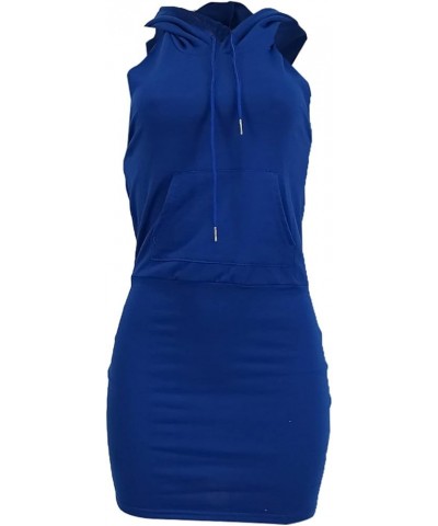 Mini Sundresses Sports Hooded Backless Sleeveless Top High Waist Short Skirt Two Piece Comfy Summer Dresses for Blue- Dress f...