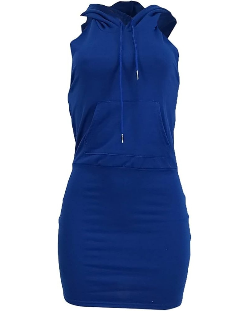 Mini Sundresses Sports Hooded Backless Sleeveless Top High Waist Short Skirt Two Piece Comfy Summer Dresses for Blue- Dress f...