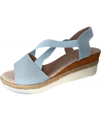 Platform Clear Wedges For Women Platform Slippers Size 11 Sandals For Women Heeled Sandals For Women Dressy S 10-blue $12.24 ...