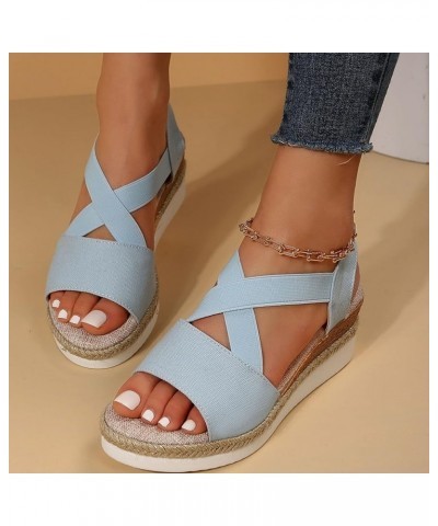 Platform Clear Wedges For Women Platform Slippers Size 11 Sandals For Women Heeled Sandals For Women Dressy S 10-blue $12.24 ...