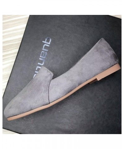 Women's Square Toe Slip on Ballets Flats Casual Comfortable Dress Flat Shoes B Grey $14.75 Flats