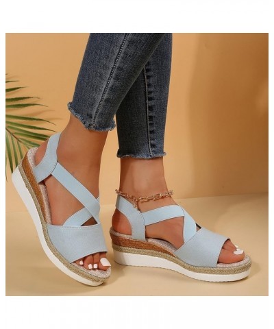 Platform Clear Wedges For Women Platform Slippers Size 11 Sandals For Women Heeled Sandals For Women Dressy S 10-blue $12.24 ...