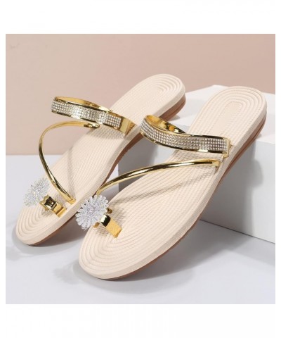 Sandals Nude Sandal Flats For Women Sandals Women Beach Fancy Flats For Women Dressy Brown Platform Flip Flop G-gold $15.66 S...