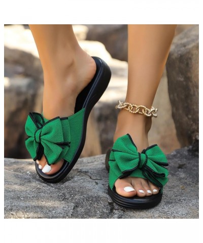 Women's Strappy Lace Up Round Toe Ankle Strap Summer Low Flat Heel Sandals Thick Sole Slippers Shoe 77-ixpyn-8-green $26.06 O...