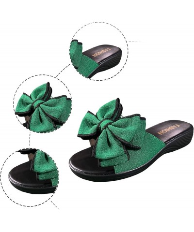 Women's Strappy Lace Up Round Toe Ankle Strap Summer Low Flat Heel Sandals Thick Sole Slippers Shoe 77-ixpyn-8-green $26.06 O...