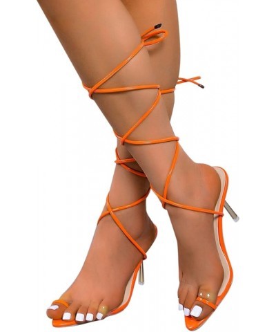 lace up heels for women Womens Sandals Casual Style Simple Buckle Mid Heel Sandals Z 11-orange $13.15 Sandals