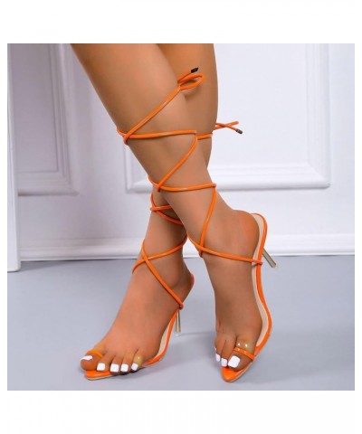 lace up heels for women Womens Sandals Casual Style Simple Buckle Mid Heel Sandals Z 11-orange $13.15 Sandals