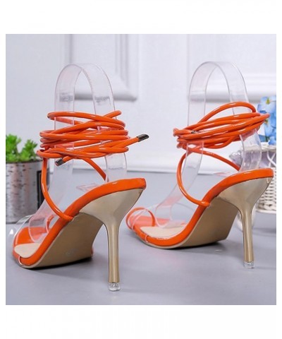 lace up heels for women Womens Sandals Casual Style Simple Buckle Mid Heel Sandals Z 11-orange $13.15 Sandals