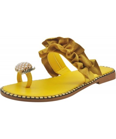 Beige Flip Flops Women Dressy Open Toe Slippers For Womens Sandals Beach Sandals Women Sandals Comfortable Sa H-yellow $17.61...