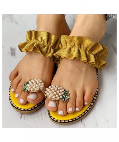 Beige Flip Flops Women Dressy Open Toe Slippers For Womens Sandals Beach Sandals Women Sandals Comfortable Sa H-yellow $17.61...