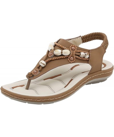 sandals women strappy, Women's Fashion Casual Flats Rhinestone Round Toe Sandals Buckle Strap Sandals Z 04-brown $12.46 Sandals