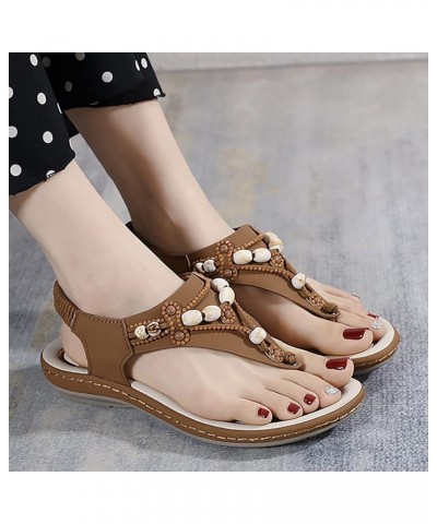 sandals women strappy, Women's Fashion Casual Flats Rhinestone Round Toe Sandals Buckle Strap Sandals Z 04-brown $12.46 Sandals