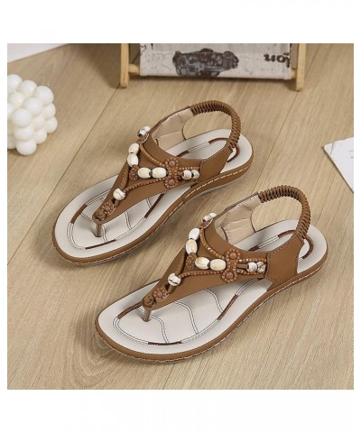 sandals women strappy, Women's Fashion Casual Flats Rhinestone Round Toe Sandals Buckle Strap Sandals Z 04-brown $12.46 Sandals