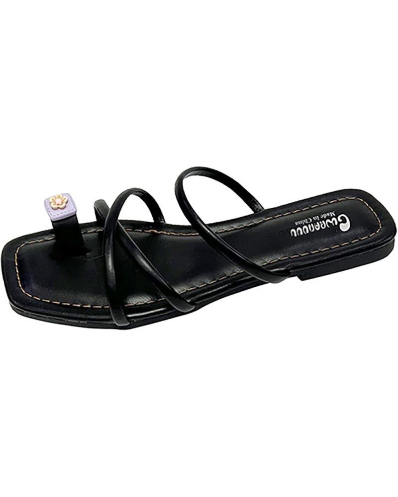 Sandals for Women Dressy Summer,Womens Rhinestones Slip On Round Toe Flat Thong Flip Flops Bridal Thong Sandals Black $10.79 ...