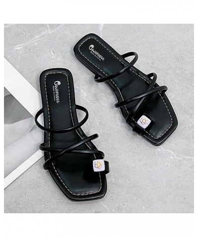 Sandals for Women Dressy Summer,Womens Rhinestones Slip On Round Toe Flat Thong Flip Flops Bridal Thong Sandals Black $10.79 ...