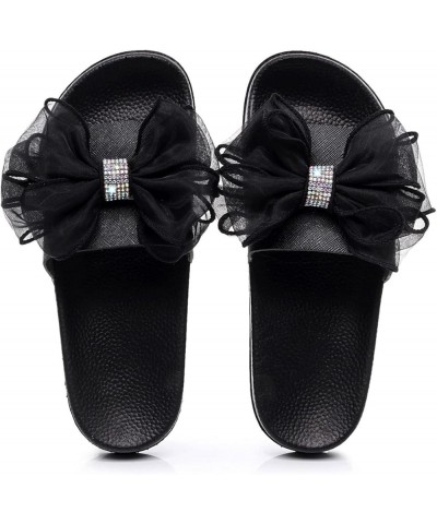 Breathable Open Toe Sandals for Women Summer Bow Knot Rhinestone Decoration Flat Bottom Comfortable Non Slip Versatile Shoes ...