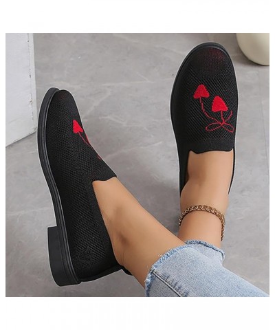 New Comfortable and Fashionable Round Toe Mesh Low Heel Versatile Casual Shoes Earth Casual Shoes for Women Black $14.30 Athl...