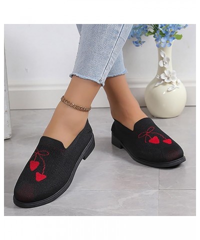 New Comfortable and Fashionable Round Toe Mesh Low Heel Versatile Casual Shoes Earth Casual Shoes for Women Black $14.30 Athl...