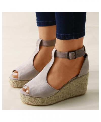 Sandals Women Espadrill Sandals for Women Peep Toe Suede Sandals Hollow Arch Support Sandals Breathable Outdoor Shoes Platfor...